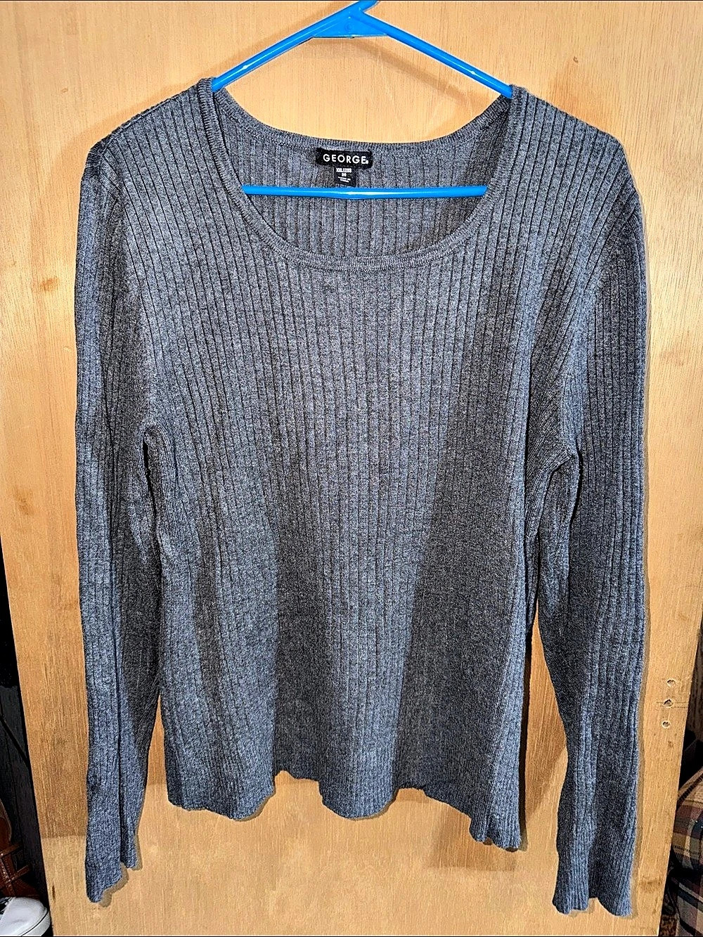 George Ribbed Scoop Neck Sweater Size XXL (20) Gray Like New